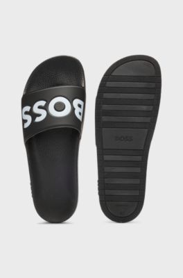 Italian-made slides with large logo detail, Black