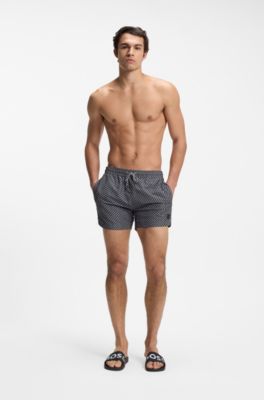 Badtofflor tillverkade i Italien, med stor logga, Svart