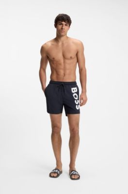 Sandali slider realizzati in Italia con logo di grandi dimensioni, Nero