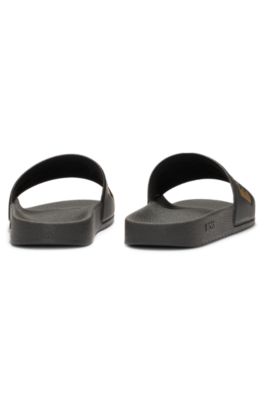Italian-made slides with large logo detail, Black