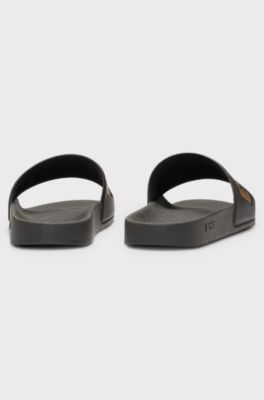 Italian-made slides with large logo detail, Black
