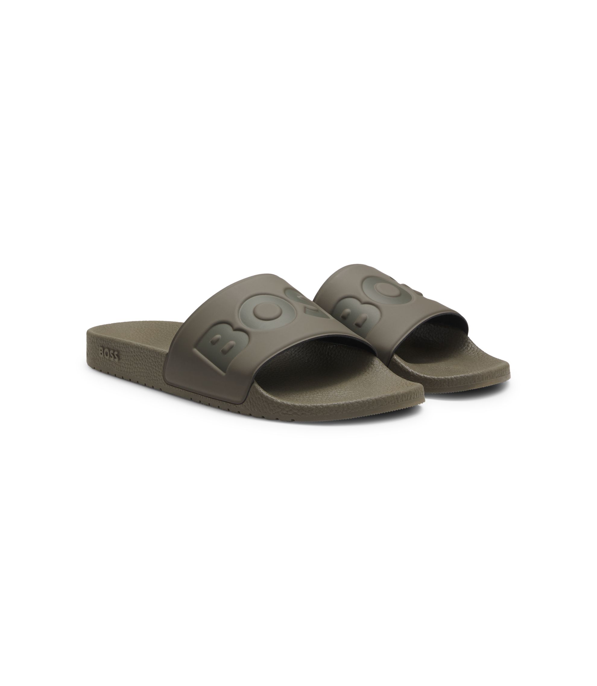 HUGO Stacked Logo Slide Sandal -‎ Dark Green HUGO Sandals and flip-flops for Men | Online Sale up to 65  main image 3