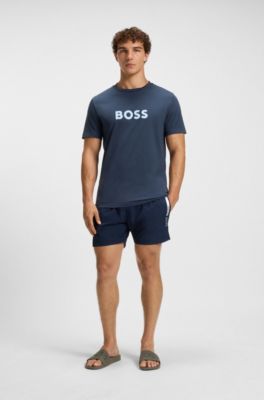 Italian-made slides with large logo detail, Dark Green