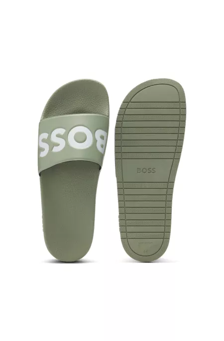 Italian-made slides with large logo detail