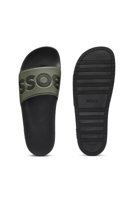 Italian-made slides with large logo detail