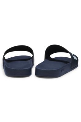 Italian-made slides with large logo detail, Dark Blue