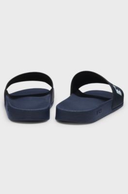 Italian-made slides with large logo detail, Dark Blue