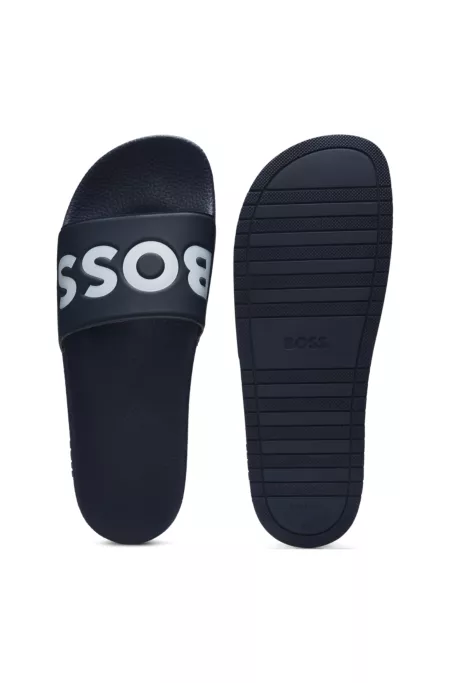 Italian-made slides with large logo detail