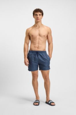 Italian-made slides with large logo detail, Dark Blue