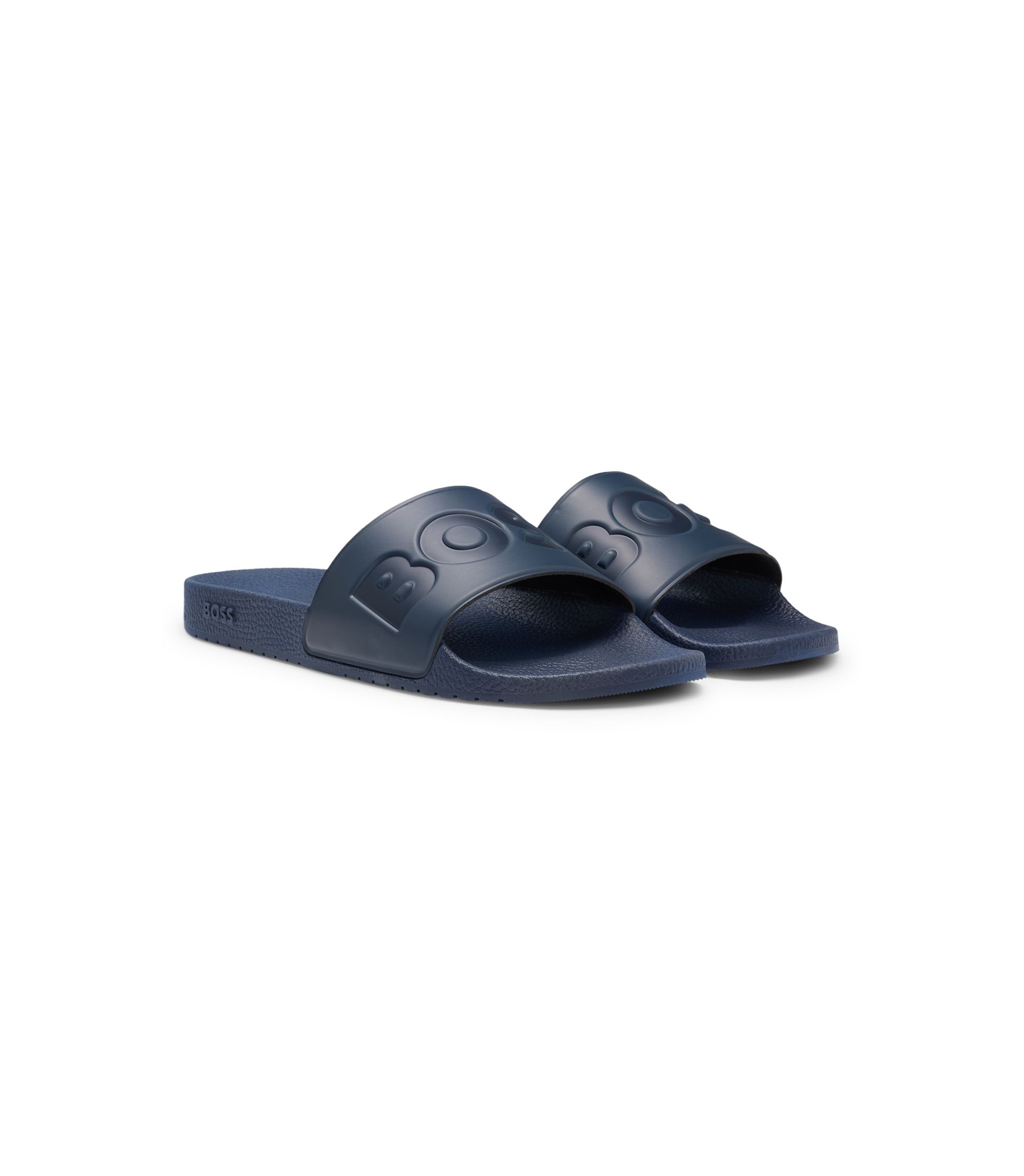 BOSS Italian Slides Logo Strap Contoured Sole Navy Blue Size 9 Mens Slides Shoes Boss Aryeh Slide In Dark Blue For Men | Hugo Boss Pool Slide  main image 4