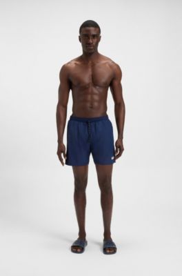 Italian-made slides with large logo detail, Dark Blue