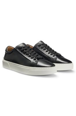 BOSS - Gary leather low-top trainers with branded lace loop