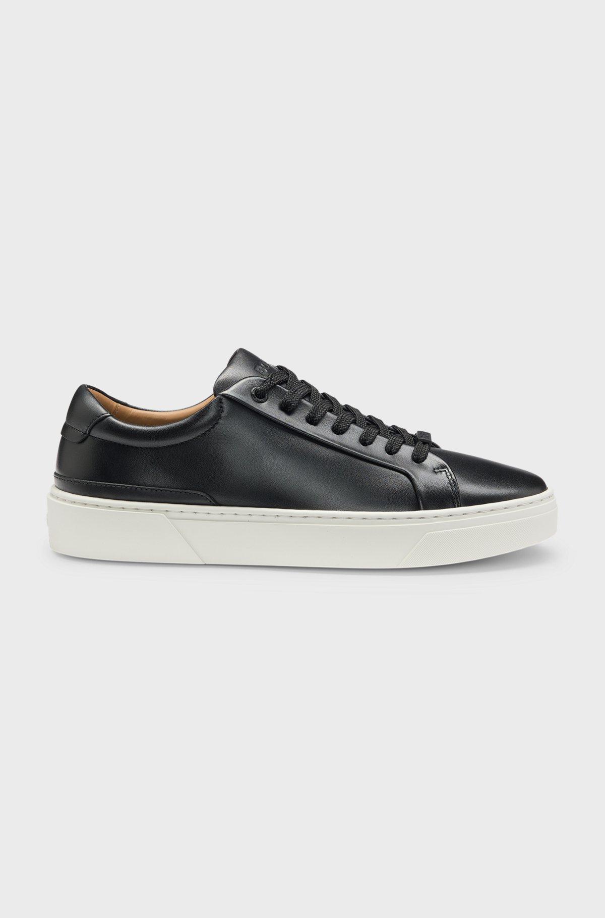 BOSS - グレーレザー ロートップスニーカー ロゴシューレース BOSS - グレーレザー ロートップスニーカー ロゴシューレース