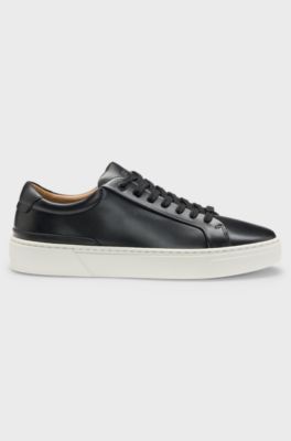 Gary-sneakers met leren bovenzijde, Zwart