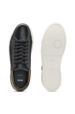 Gary trainers in leather with rubber sole, Black