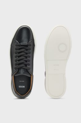 Gary-sneakers met leren bovenzijde, Zwart