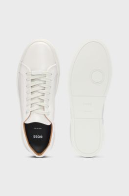 Baskets Gary avec tige en cuir, Blanc