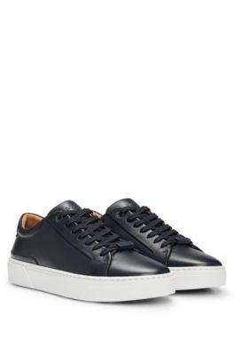 BOSS - Gary leather low-top trainers with branded lace loop