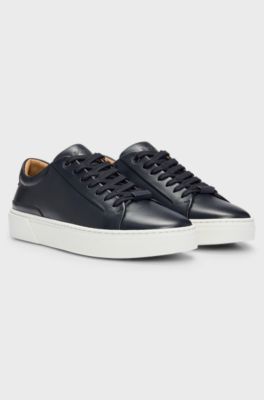 Baskets Gary avec tige en cuir, Bleu fonc&eacute;