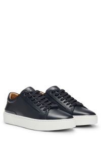 Sneakers low-top Gary in pelle con targhetta brandizzata sui lacci, Blu scuro