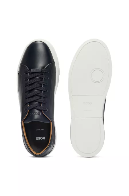 Gary leather low-top trainers with branded lace loop