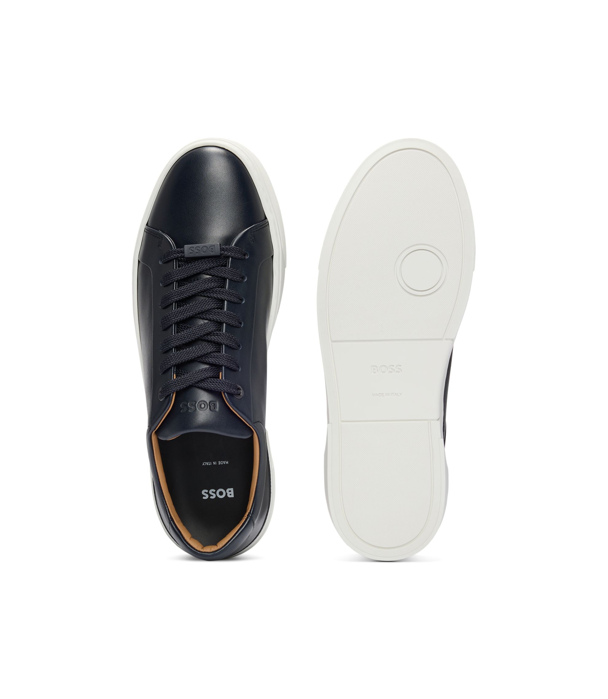 シューズ BOSS Jr. BOSS - キッズ スニーカー ミックスマテリアル レザーディテール