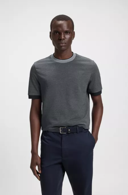 Structured-cotton slim-fit T-shirt with contrast collar