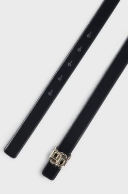 Reversible Italian-leather belt with Double B monogram buckle, Brown / Black