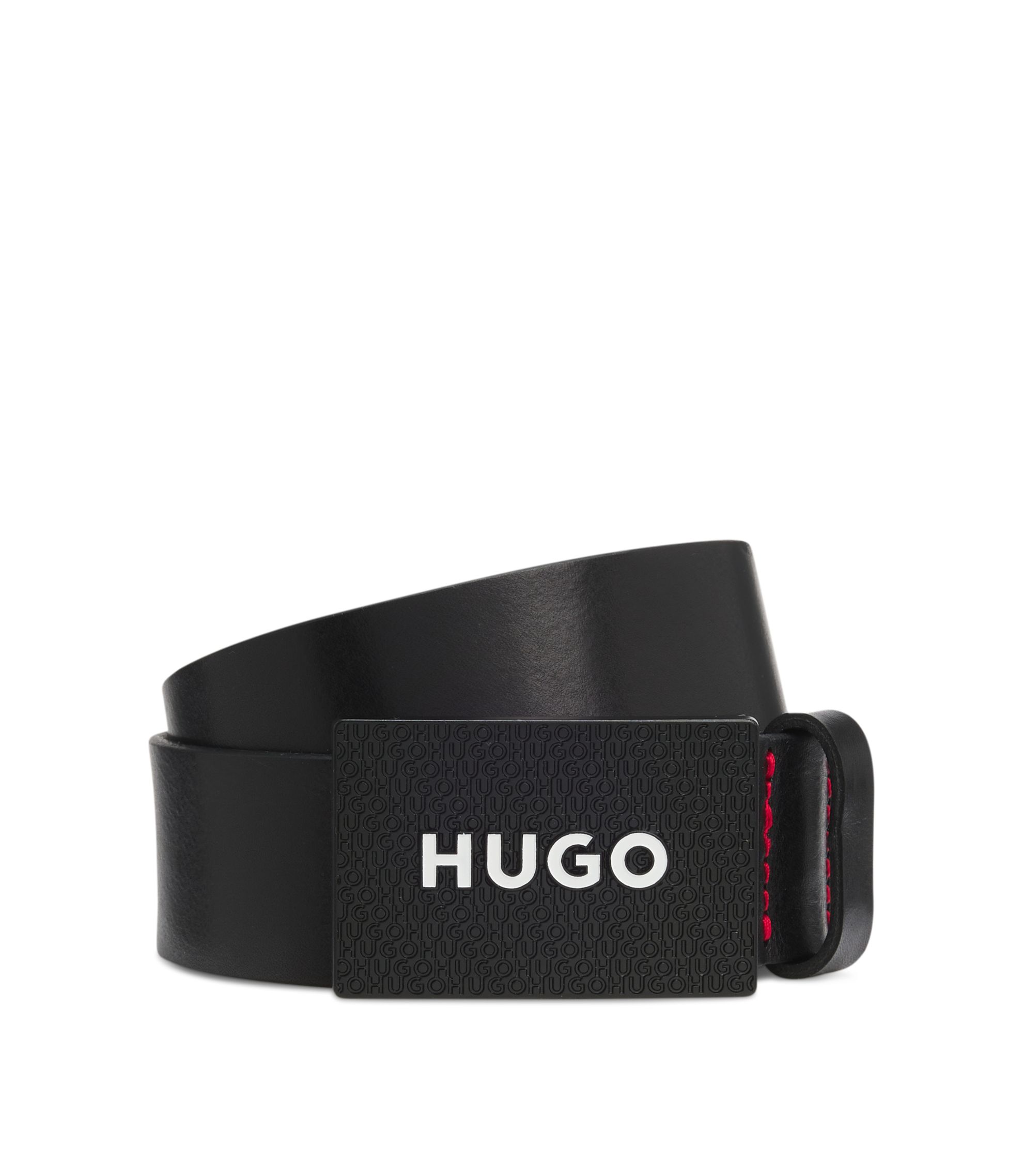 Matter Ledergürtel mit Logo-Koppelschließe