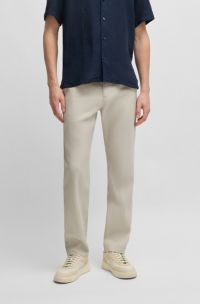 Regular-fit trousers in a comfort-stretch linen blend, Light Beige