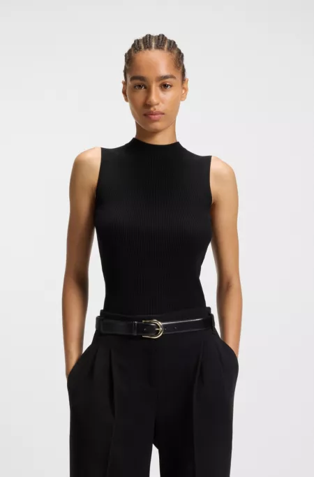 Italian-leather belt with golden buckle