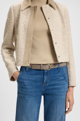 G&uuml;rtel aus italienischem Leder mit goldfarbener Schlie&szlig;e, Beige