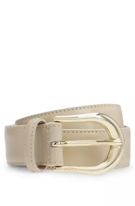 Italian-leather belt with golden buckle