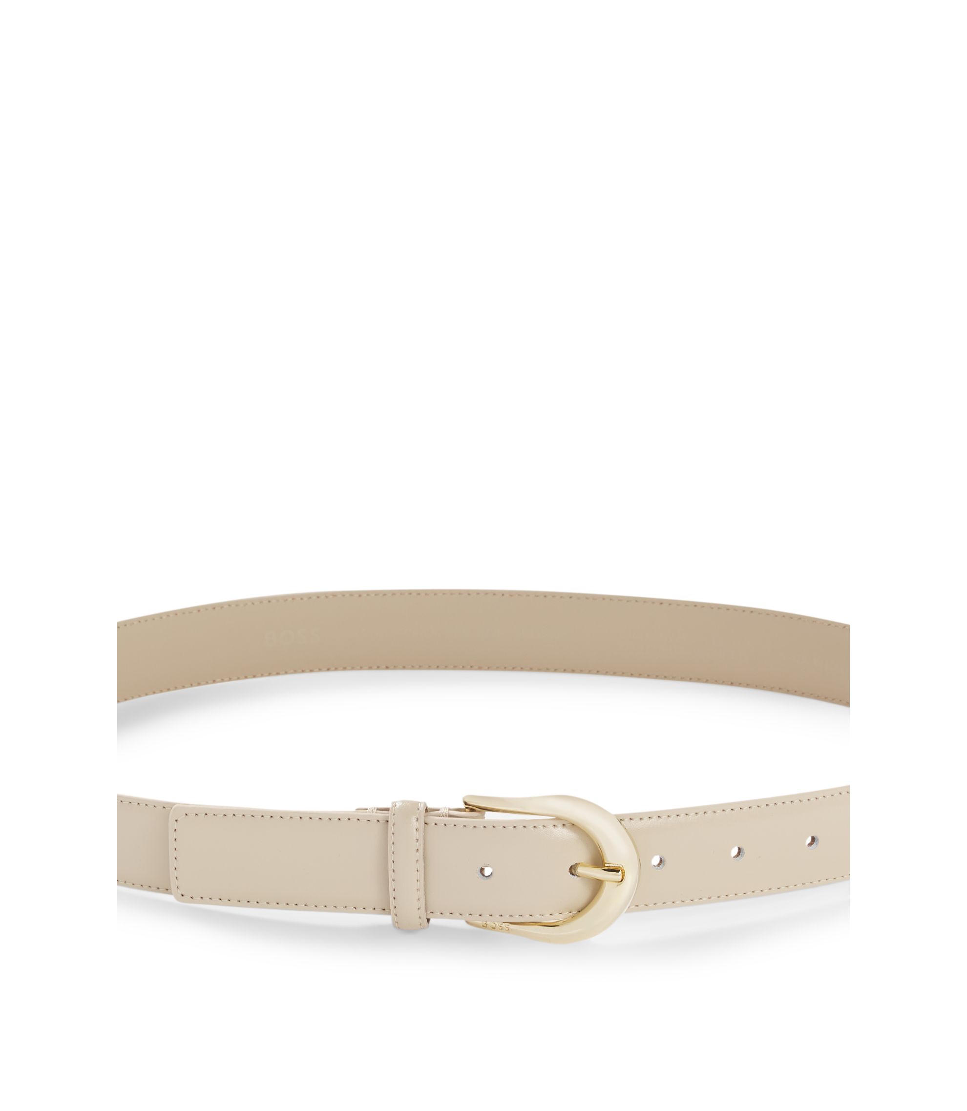 Women Leather Wide Belts Fashion Thick Hollow Beige Belt With Gold Buckle Belt KasiBelt-Nude_Gold3.jpg?v=  main image 4