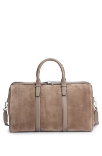 Weekendtas van suède met details van glad leer, Beige