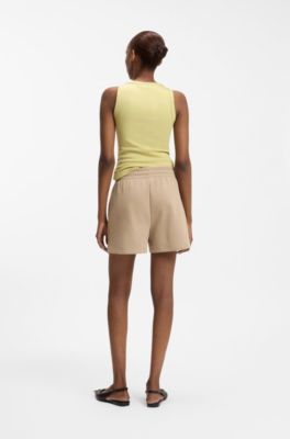 Relaxed-fit shorts in cotton terry with embroidered logo, Light Beige