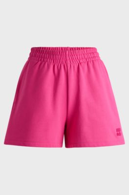 Relaxed-fit shorts in cotton terry with embroidered logo, Pink