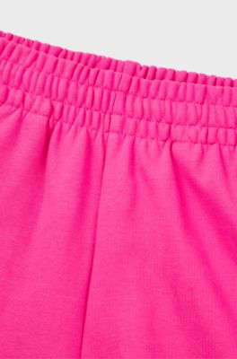 Relaxed-fit short van katoenen sweatstof met logostiksel, Pink