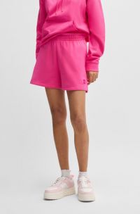 Short met logostiksel van katoenen badstof, Pink