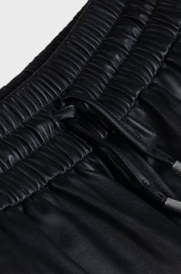 Faux-leather shorts with elasticated waistband, Black