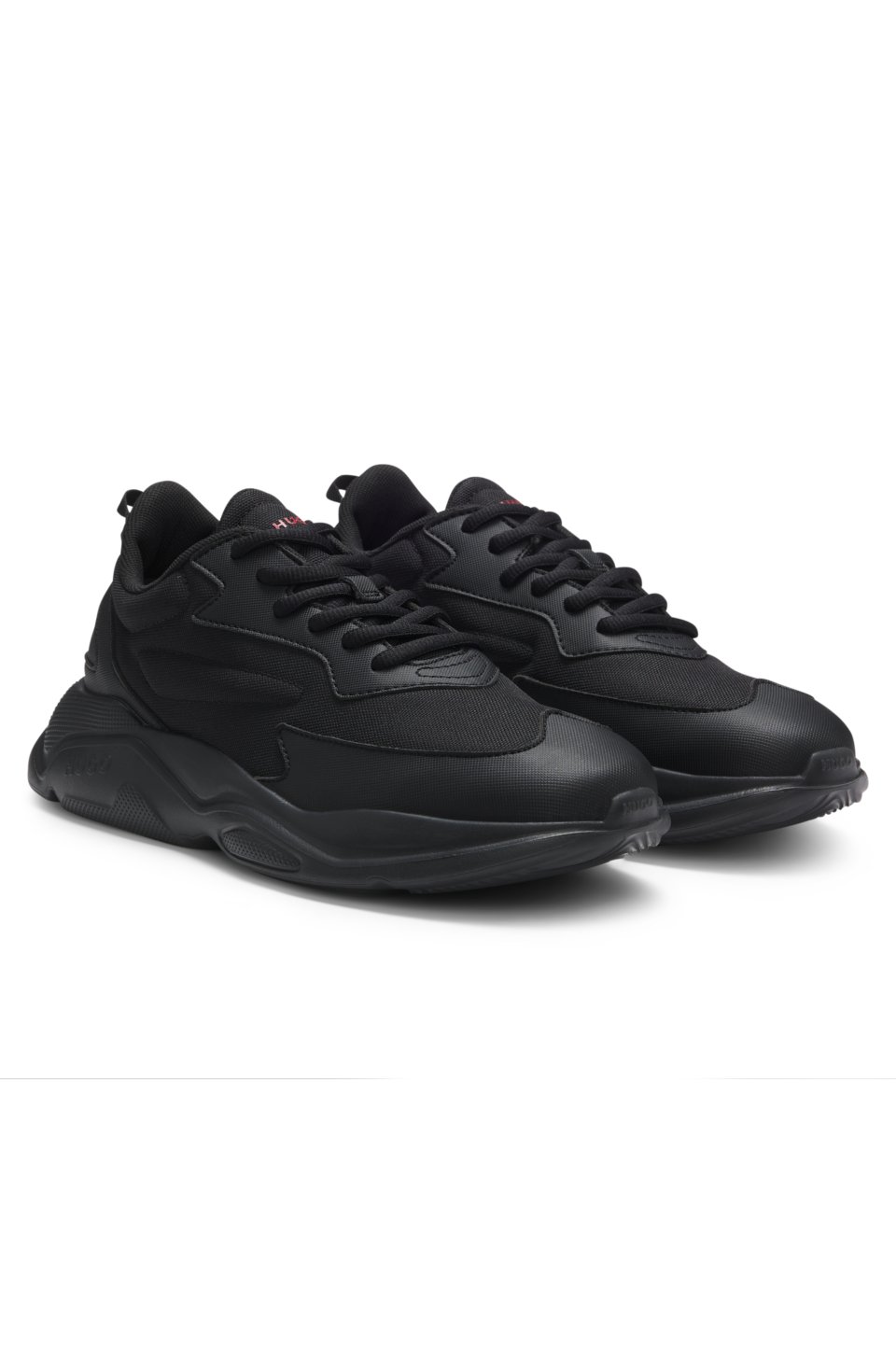 Logo-counter trainers with canvas-effect fabric