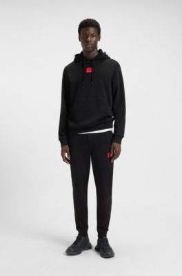 Logo-counter trainers with canvas-effect fabric, Black