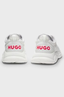 Logo-counter trainers with canvas-effect fabric, Natural