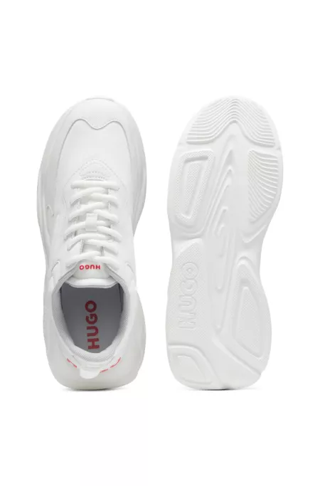 Logo-counter trainers with canvas-effect fabric