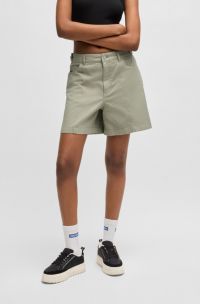 Shorts de sarga de algodón con cremalleras laterales, Cal