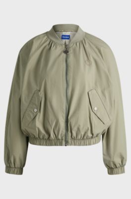 Bomber jacket in paper-touch cotton, Light Green