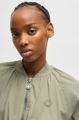 Bomber jacket in paper-touch cotton, Light Green