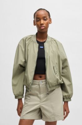 Bomber jacket in paper-touch cotton, Light Green