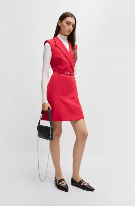 Faux-leather clutch bag with logo-hardware top handle