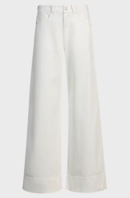 Relaxed-fit trousers in cotton twill, White